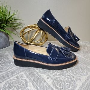 Naturalizer | 6.5 Navy Patent Leather August Platform Loafers with tassels